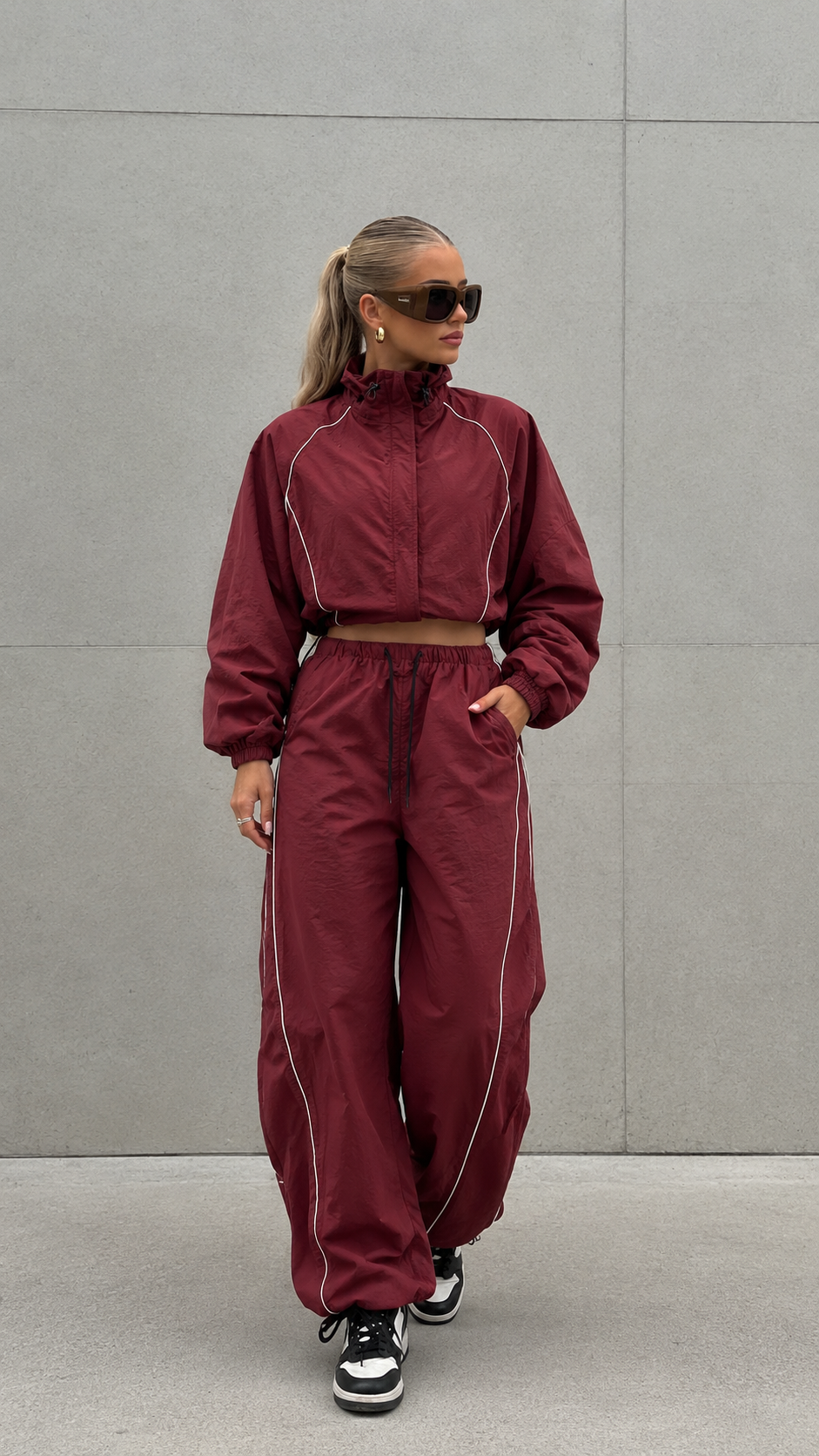 Conjunto Crop Dark Red
