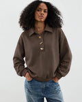 Sudadera Polo Oversize con Cuello y Botones